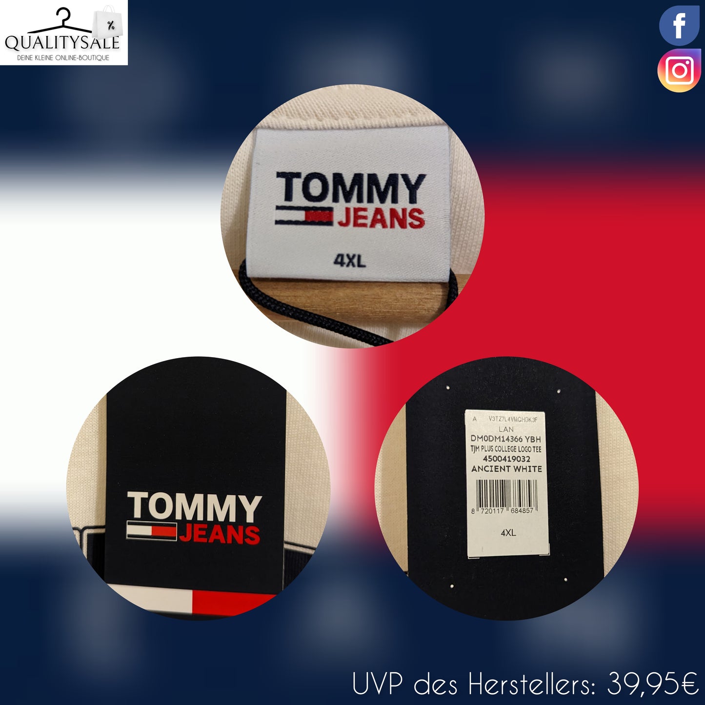 TOMMY JEANS Herren T-Shirt Gr. 4XL oder 5XL Plus Size