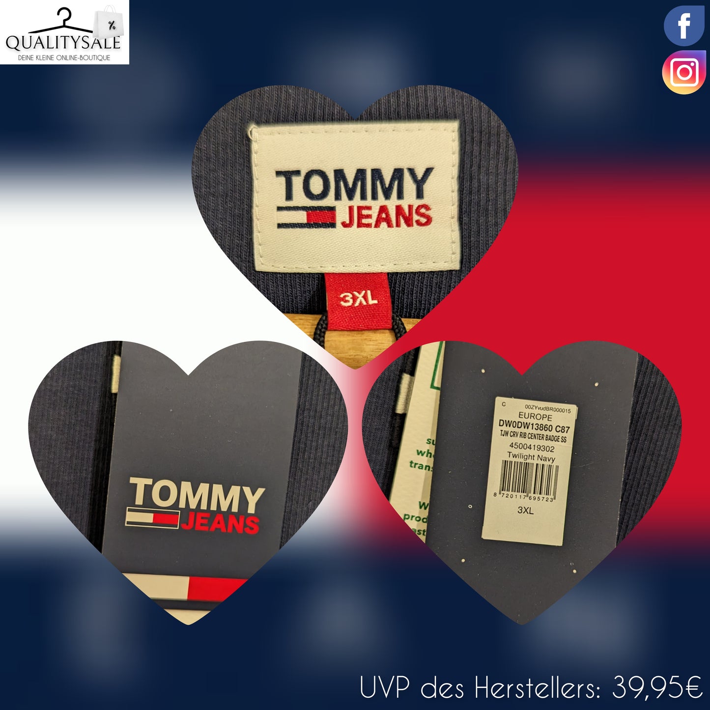 TOMMY JEANS Damen Feinrip T-Shirt Gr. 44