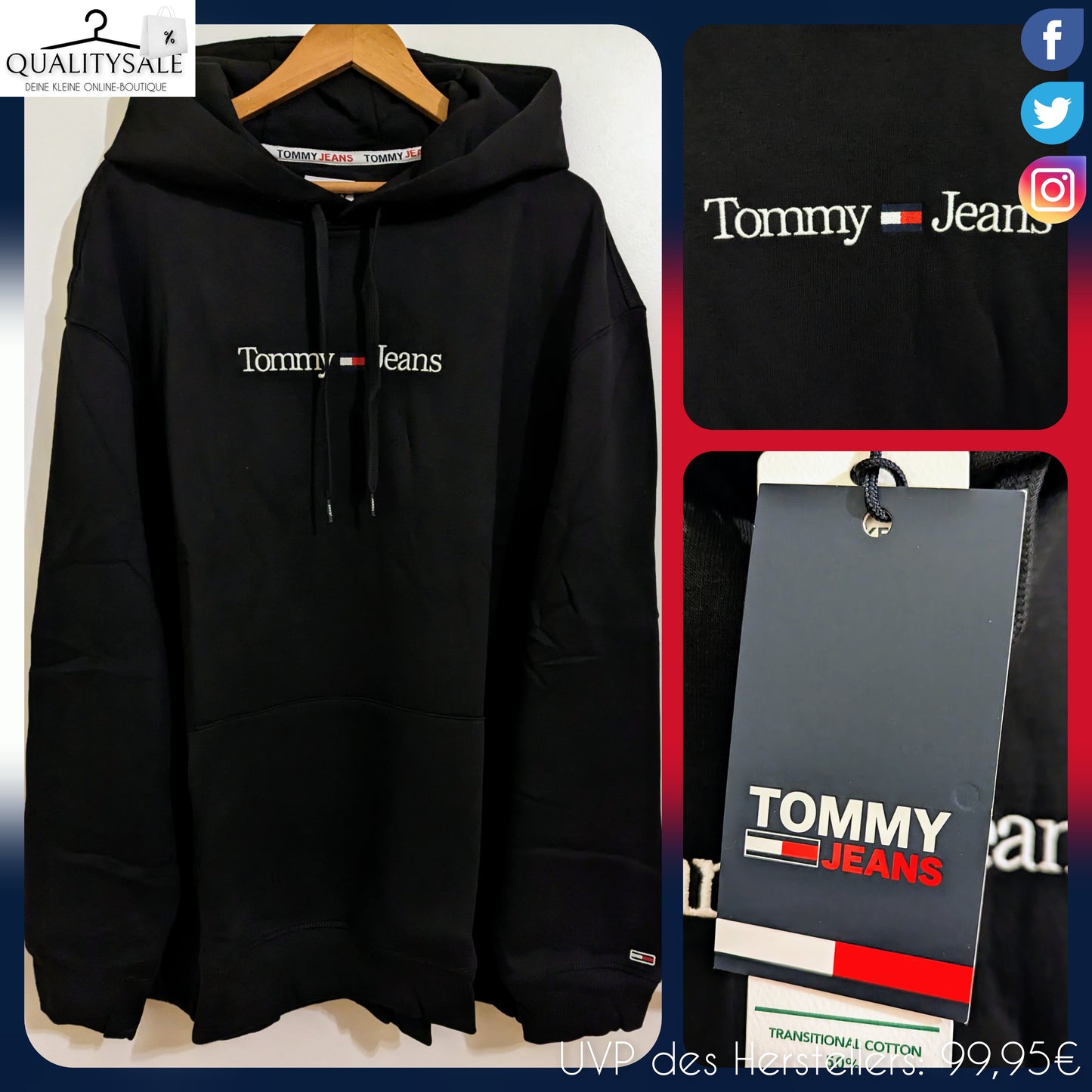 TOMMY JEANS Herren Hoodie Gr. 3XL, 4XL oder 5XL Plus Size