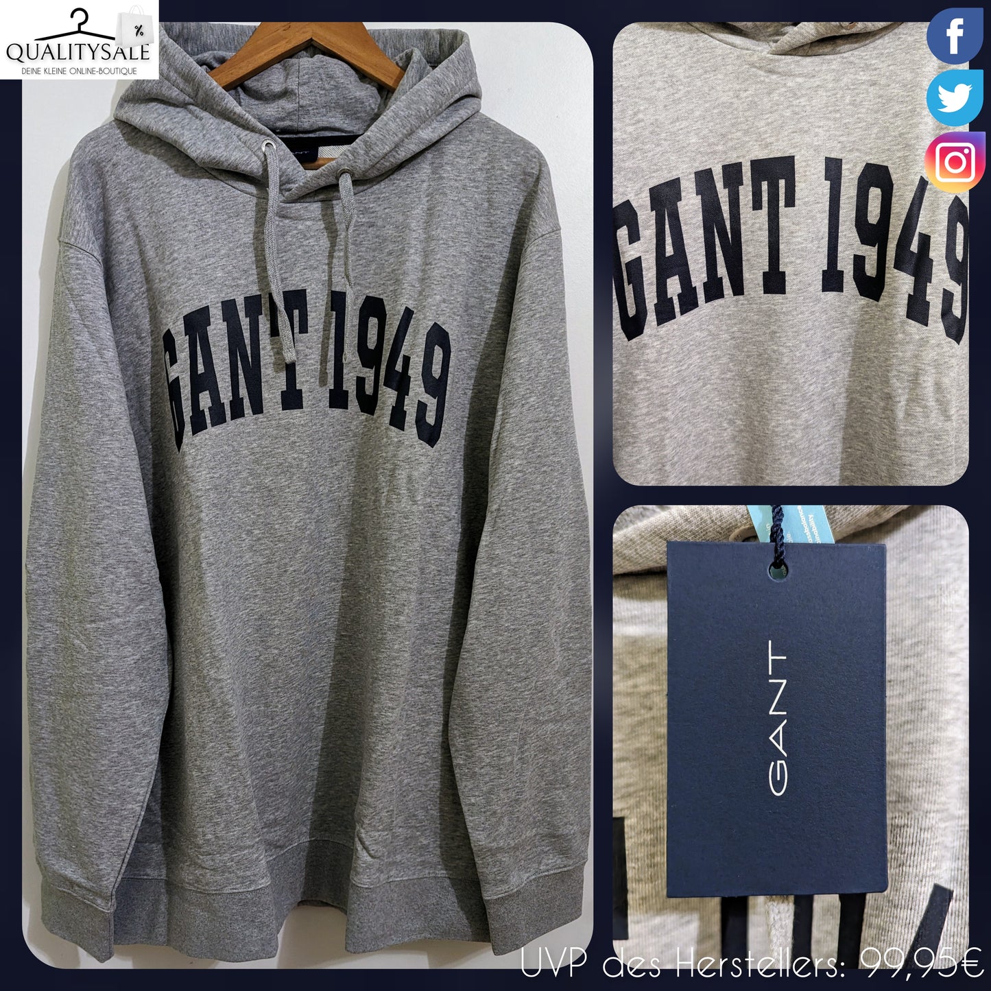 GANT Herren Hoodie Gr. 3XL oder 4XL Plus Size