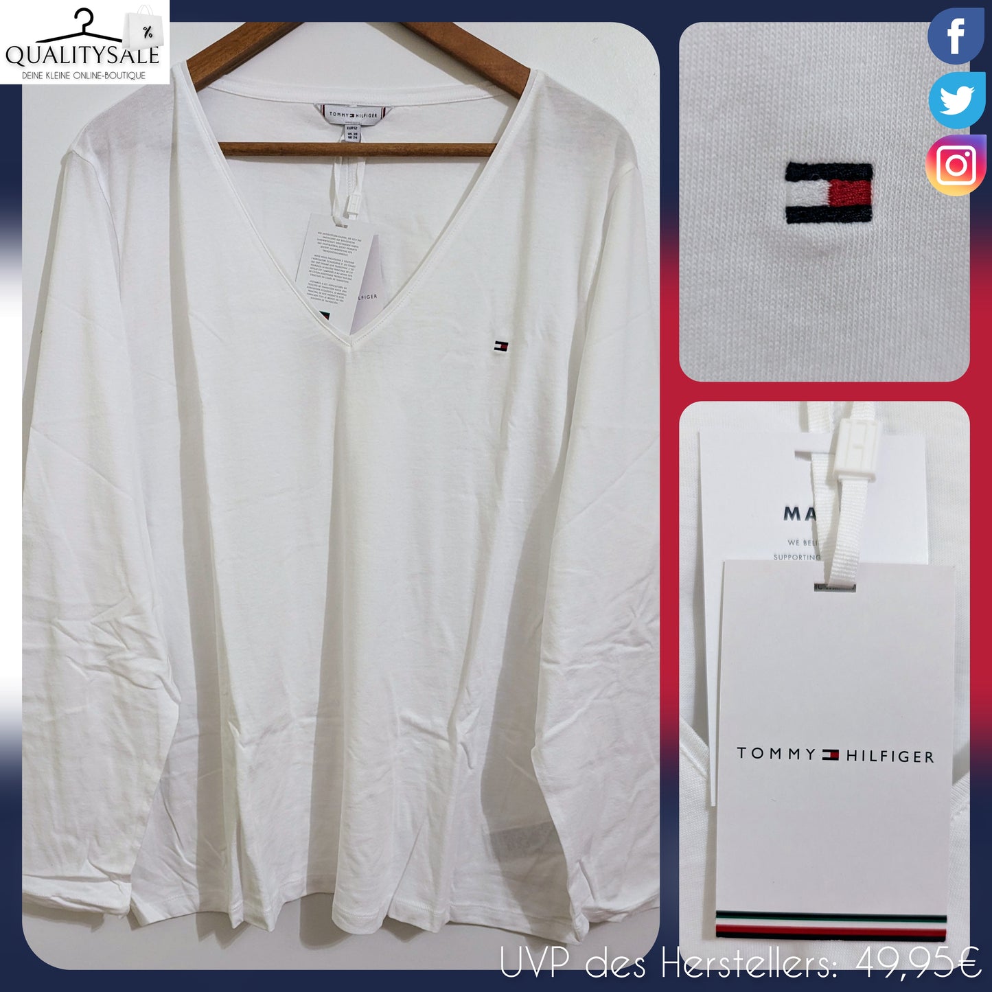 TOMMY HILFIGER Damen Langarmshirt Gr. 48/50
