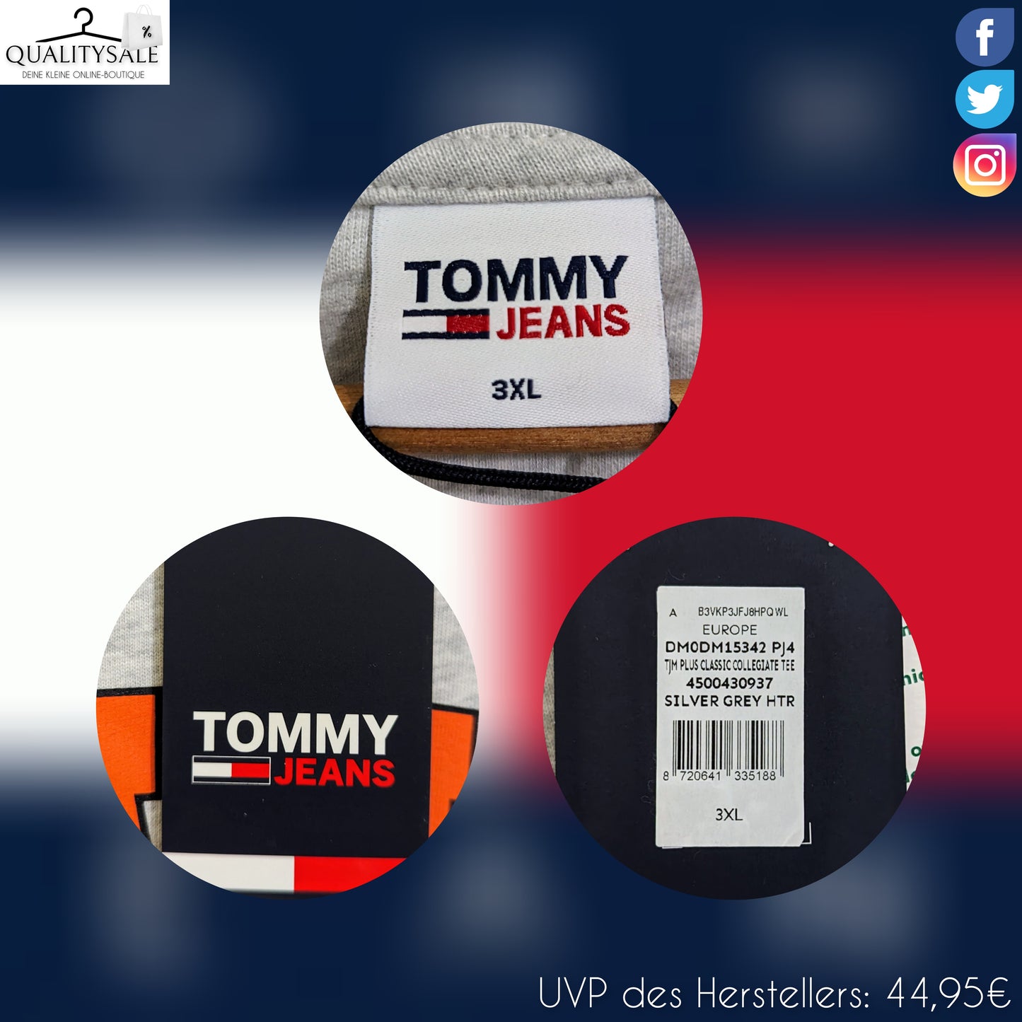TOMYY JEANS Herren T-Shirt Gr. 3XL, 4XL oder 5XL Plus Size