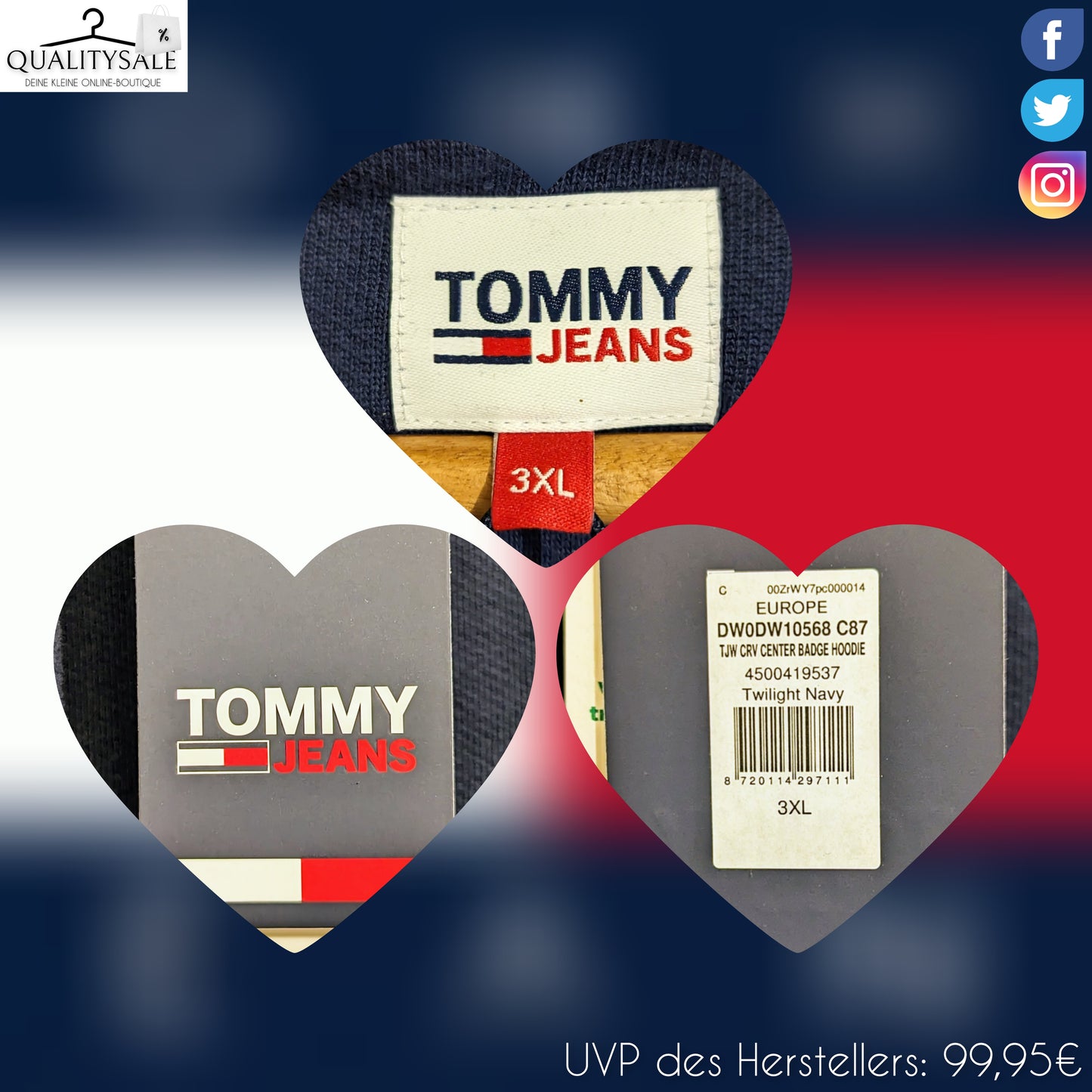 TOMMY JEANS Damen Hoodie Gr. 50