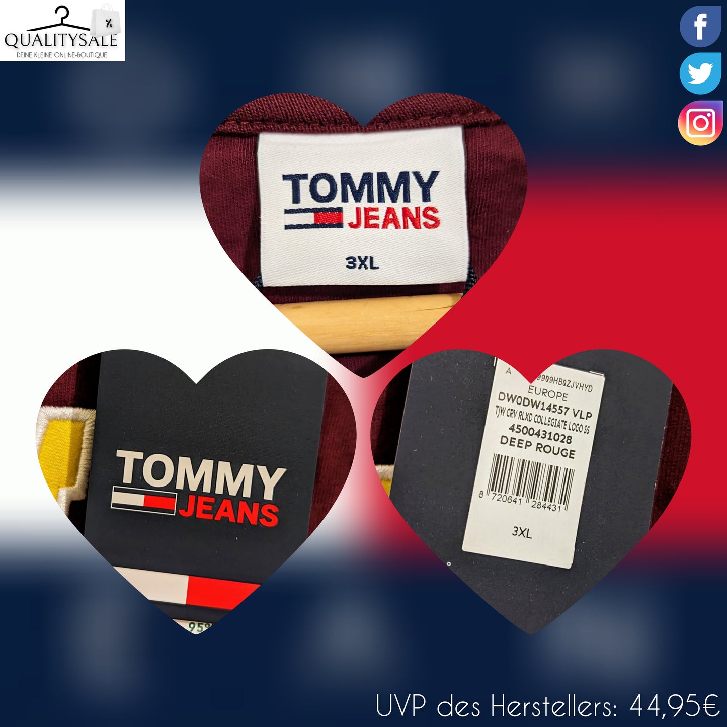 TOMMY JEANS Damen T-Shirt Gr. 48 oder 50