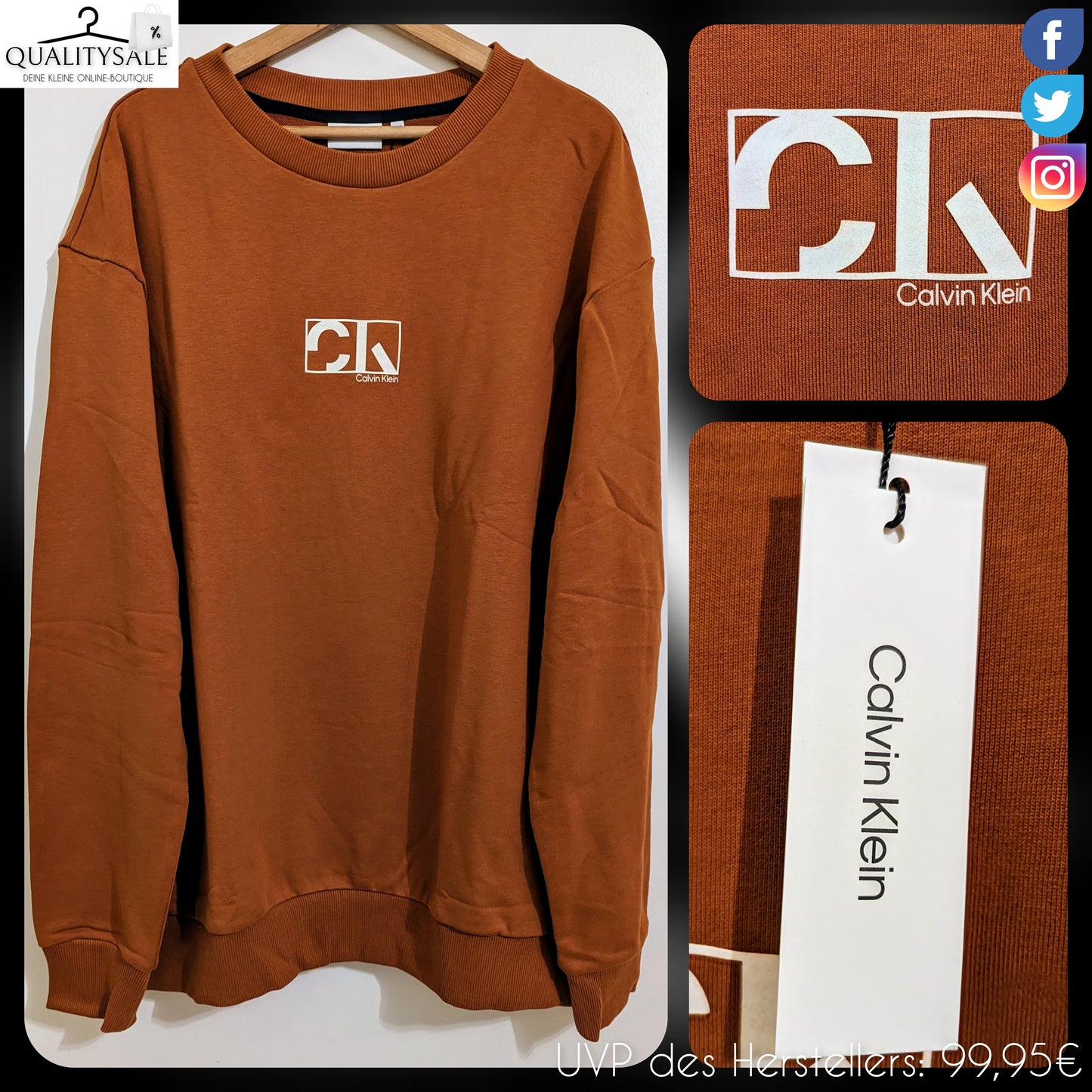 CALVIN KLEIN Herren Sweatshirt Gr. 3XL Plus Size