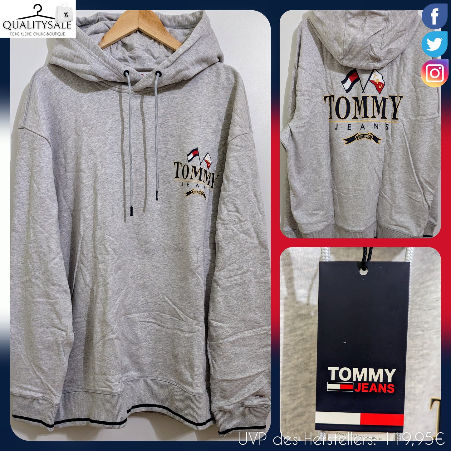 TOMMY JEANS Herren Hoodie Gr. 4XL oder 5XL Plus Size