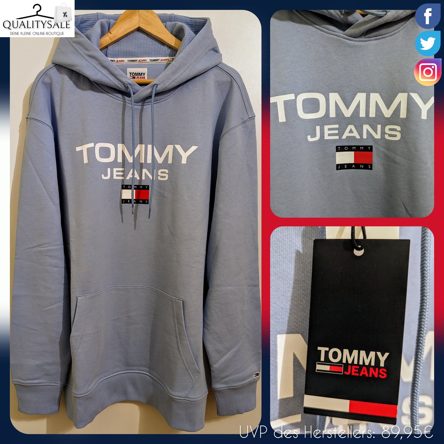 TOMMY JEANS Herren Hoodie Gr. 3XL oder 4XL Plus Size