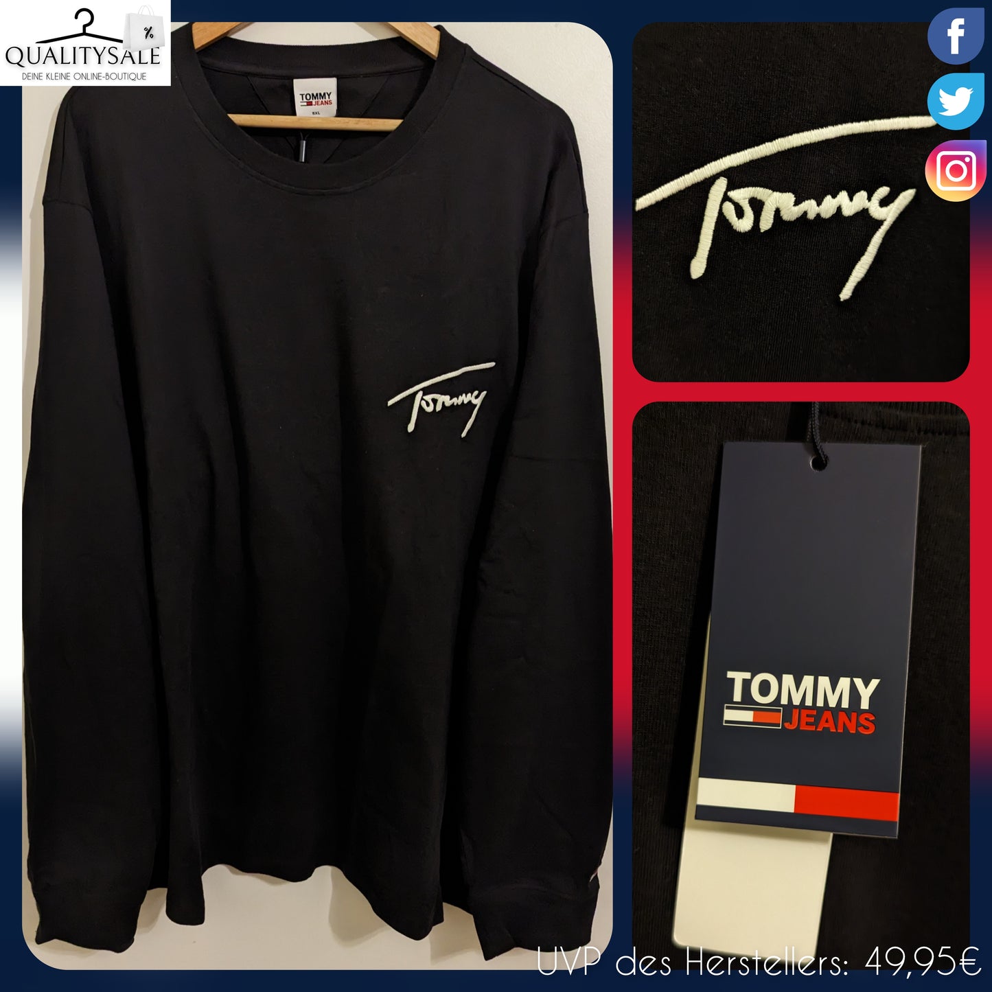 TOMMY JEANS Herren Langarmshirt Gr. 5XL Plus Size