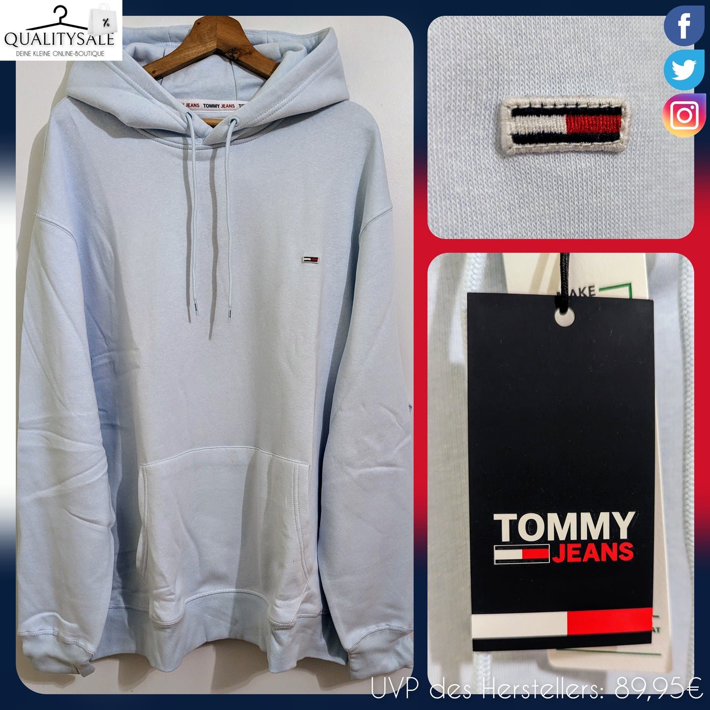 TOMMY JEANS Herren Hoodie Gr. 4XL oder 5XL Plus Size