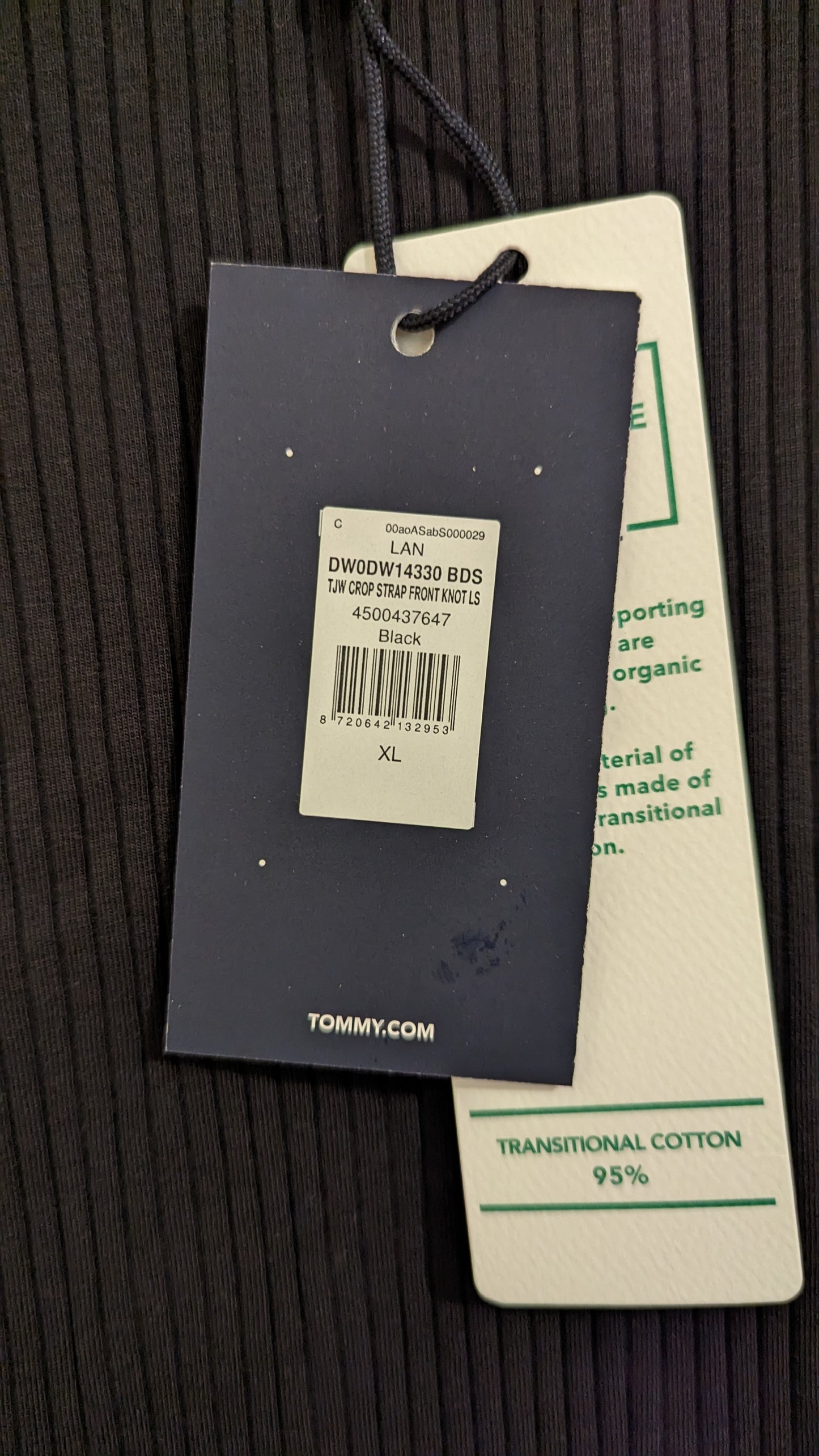 TOMMY JEANS Damen Cropped Knoten-Langarmshirt Gr. 42